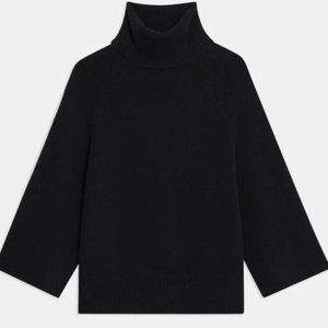 Theory Black Cashmere/Wool Blend Cape Sleeve Sweater